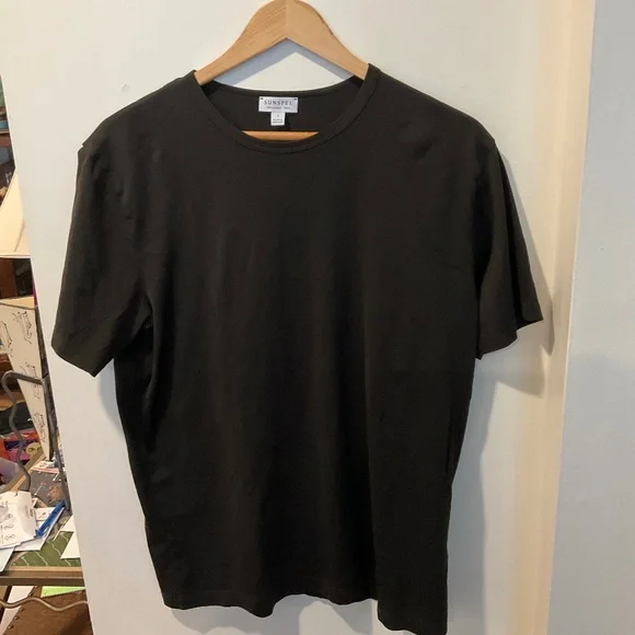 NWOT Sunspel England 1860 Black Crewneck T-shirt Size Large - Picture 1 of 3